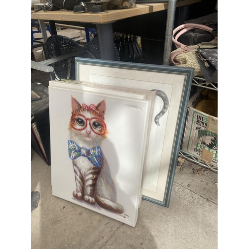 1353 - A LARGE QUANTITY OF CAT RELATED ITEMS TO INCLUDE, FIGURES, PRINTS AND COAT HOOKS ETC