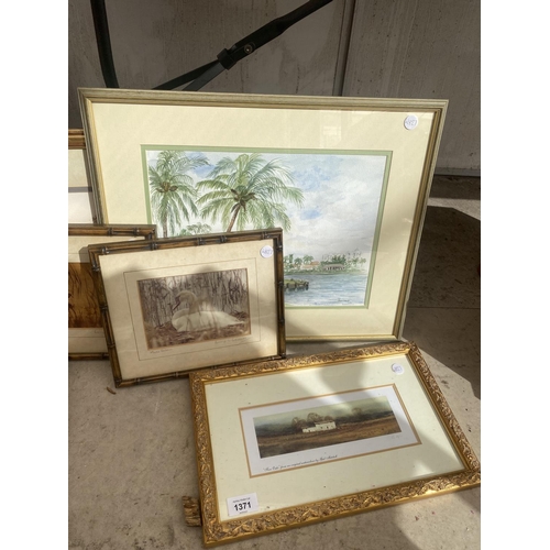 1371 - A QUANTITY OF FRAMED PRINTS AND PICTURES