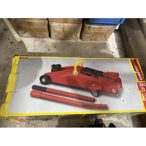 1407 - A PAIR OF CAR TROLLEY JACKS, ONE BEING NEW AND UNUSED