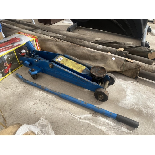 1407 - A PAIR OF CAR TROLLEY JACKS, ONE BEING NEW AND UNUSED