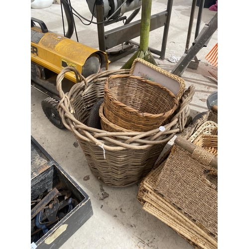 1420 - A LARGE QUANTITY OF VARIOUS SIZED WICKER BASKETS