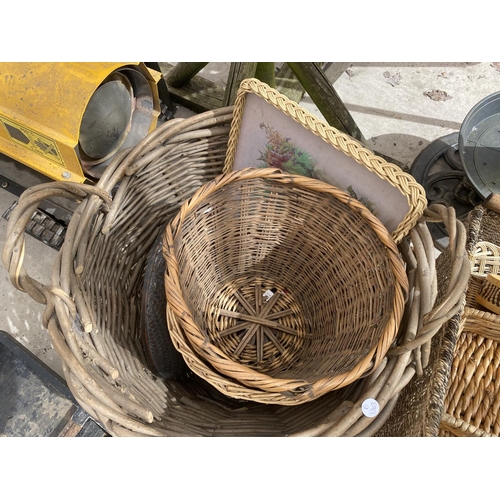 1420 - A LARGE QUANTITY OF VARIOUS SIZED WICKER BASKETS