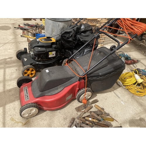 1446 - AN ELECTRIC MOUNTFIELD LAWN MOWER WITH GRASS BOX