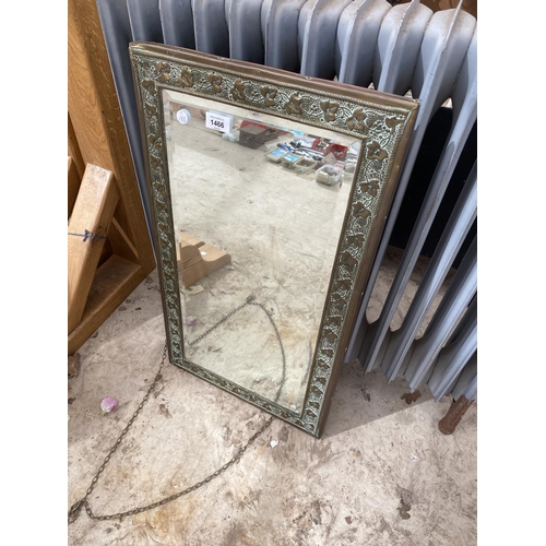 1466 - A COPPER FRAMED BEVELED EDGE MIRROR