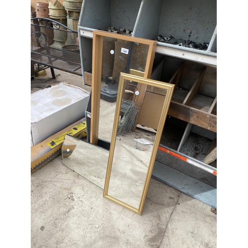 1469 - THREE MIRRORS TO INCLUDE AN ART DECO BEVELED EDGE MIRROR