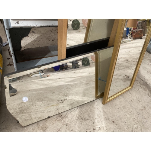 1469 - THREE MIRRORS TO INCLUDE AN ART DECO BEVELED EDGE MIRROR