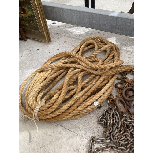 1501 - A QUANTITY OF ROPE AND CHAIN WITH D LINKS