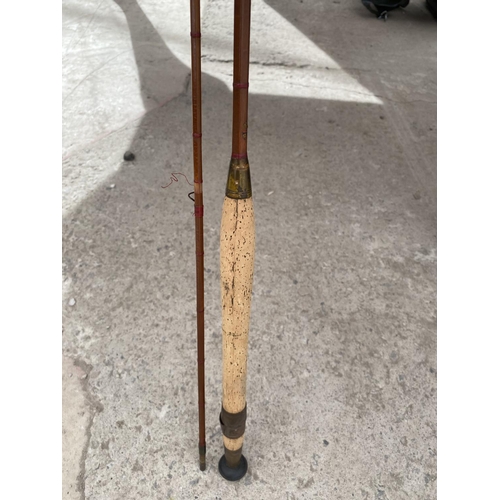 1535 - A VINTAGE MILWARD 9' SPLIT CANE FISHING ROD