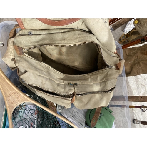 1538 - A FLY FISHING HARDY BAG AND LANDING NETS ETC