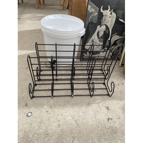 1558 - A PLASTIC WATER BUTT AND TWO METAL COAT RACKS