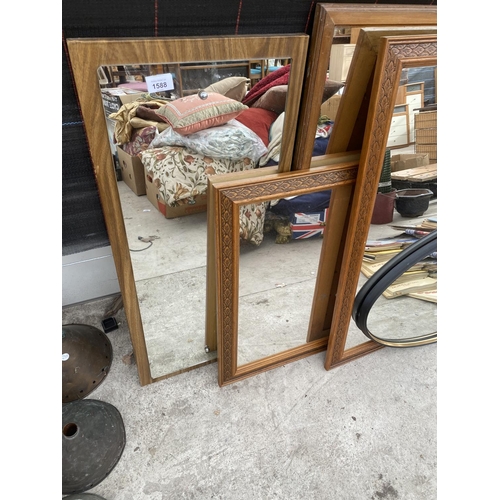 1588 - AN ASSORTMENT OF WOODEN FRAMED MIRRORS