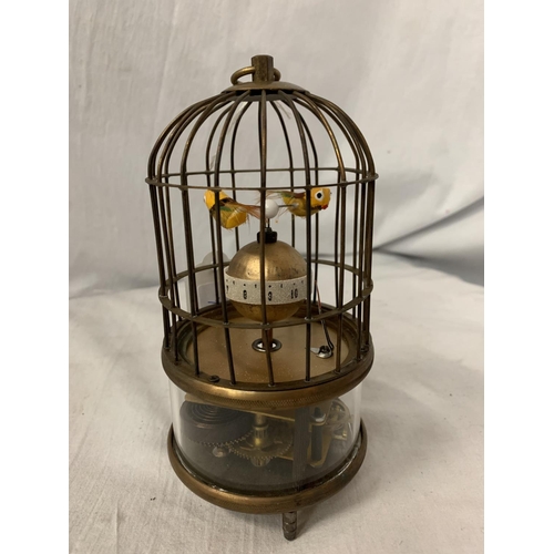 104 - A BRASS BIRD CAGE CLOCK H:17CM