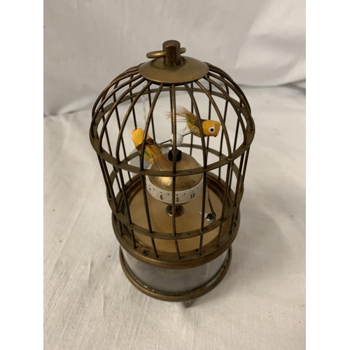 104 - A BRASS BIRD CAGE CLOCK H:17CM