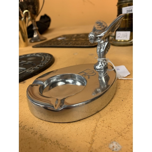 121 - A CHROME ROLLS ROYCE ASHTRAY