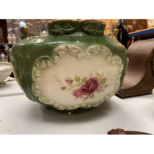 148 - A LARGE STAFFORDSHIRE IRONSTONE PLANTER WITH GILT EDGING