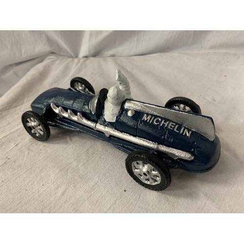 172 - A BLUE MICHELIN CAST IRON RACING CAR