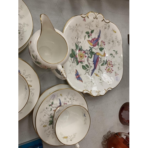 183 - A COALPORT 'PARADISE' TEA SET TO INCLUDE FIVE TRIOS, A CREAMER, SUGAR BOWL AND PLATE