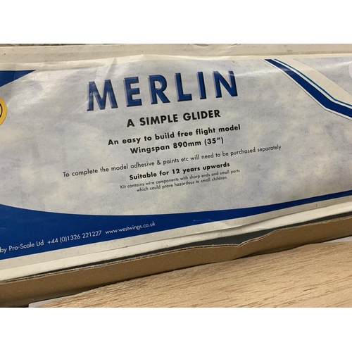 226 - A NEW AND BOXED MERLIN MODEL GLIDER BY WEST WINGS