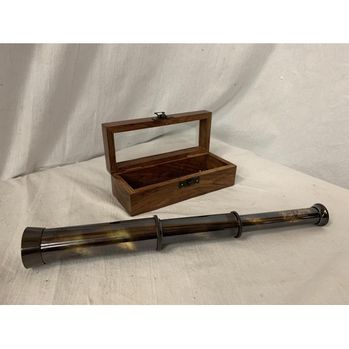 24A - A BOXED BRASS W OTTWAY, LONDON  STYLE TELESCOPE