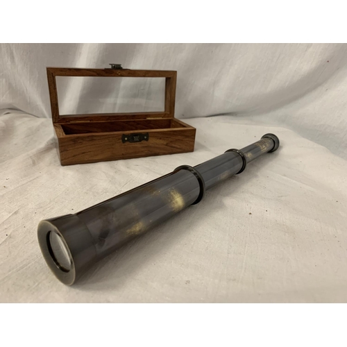 24A - A BOXED BRASS W OTTWAY, LONDON  STYLE TELESCOPE