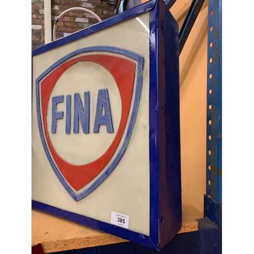 385 - AN ILLUMINATED 'FINA' SIGN