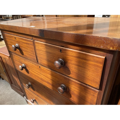 2079 - A VICTORIAN MAHOGANY CHEST OF TWO SHORT AND THREE LONG DRAWERS 40.5