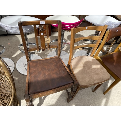 2087 - TWO 1950s DINING CHAIRS, A MID 20th CENTURY DINING CHAIR AN OFFICE ARM CHAIR