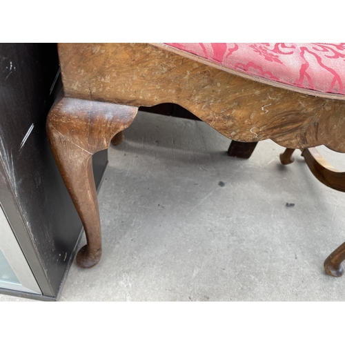 2098 - A MID 20TH CENTURY WALNUT STOOL ON CABRIOLE LEGS