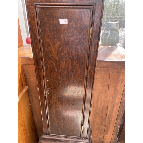 2116 - AN OAK LONGCASE CLOCK CASE