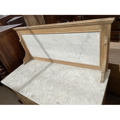 2148 - A VICTORIAN ASH MARBLE TOP CABINET WITH MARBLE BACK, 39