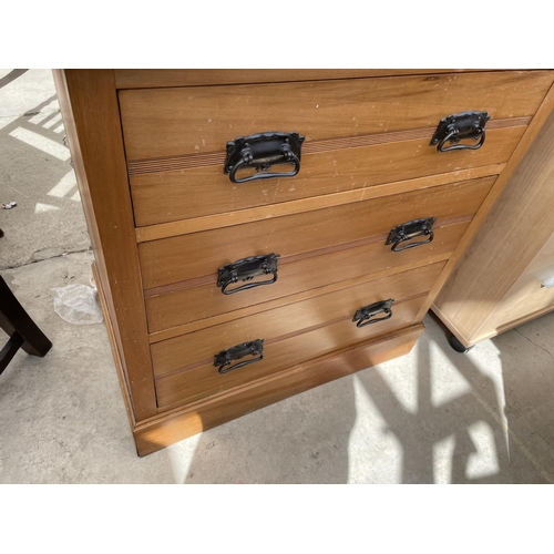 2169 - A VICTORIAN SATINWOOD DRESSING CHEST OF THREE DRAWERS WITH SWING MIRROR, 33