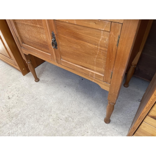 2174 - A VICTORIAN SATINWOOD WASHSTAND WITH MARBLE TOP AND TILED BACK, 36