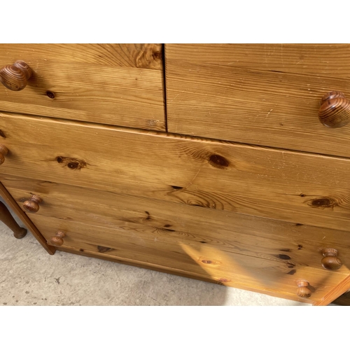 2175 - A MODERN PINE CHEST OF TWO SHORT AND THREE LONG DRAWERS, 35