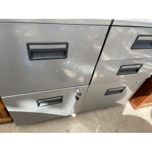 2180 - A MODERN TWO DRAWER METAL FILING CABINET AND MATCHING FILING CHEST