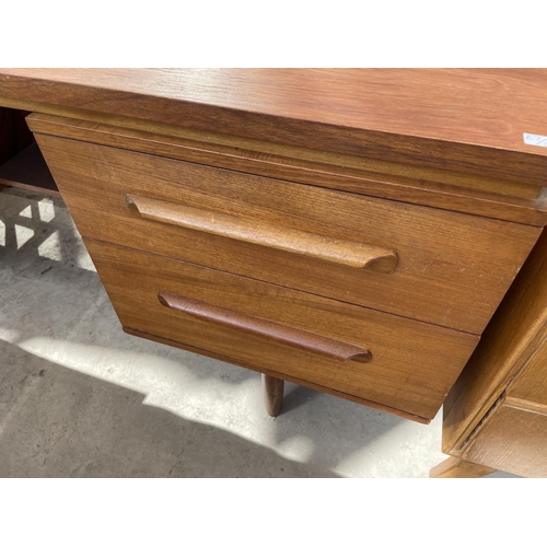 2184 - A RETRO TEAK 'WILLIAM LAWRENCE' DRESSING TABLE ENCLOSING FOUR DRAWERS, 60