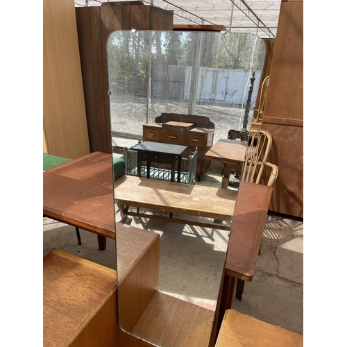 2185 - A MID 20TH CENTURY LIGHT OAK DRESSING TABLE AND LOCKER BY 'MEREDEW FURNITURE'