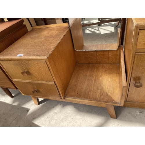 2185 - A MID 20TH CENTURY LIGHT OAK DRESSING TABLE AND LOCKER BY 'MEREDEW FURNITURE'