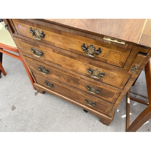 2192 - A GEORGIAN STYLE YEW WOOD BUREAU, 24