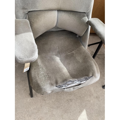 2198 - A 1970'S TUBULAR FRAMED RECLINER ARMCHAIR