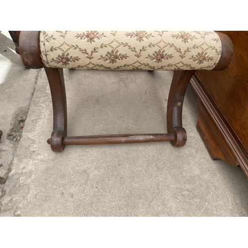 2202 - A VICTORIAN STYLE OAK X-FRAME NURSING CHAIR