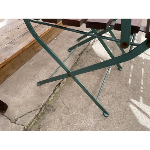 2207 - A PAIR OF FOLDING METALWARE GARDEN ELBOW CHAIRS