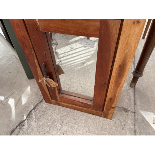 2216 - A MODERN HARDWOOD CABINET WITH GLASS DOORS, 18