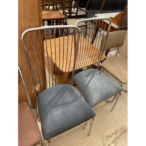 2225 - THREE 'FRAMAR' FOLDING CHAIRS ON CHROME BASE AND THREE OTHER CHAIRS