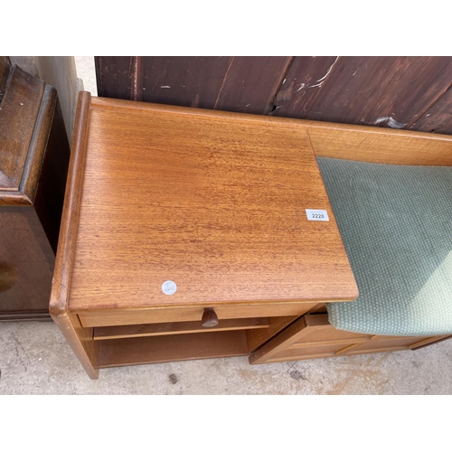 2228 - A TEAK RETRO NATHAN STYLE TELEPHONE TABLE/SEAT