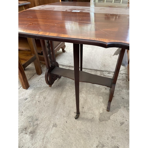 2229 - AN EDWARDIAN MAHOGANY AND INLAID SUTHERLAND TABLE