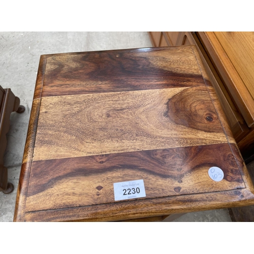 2230 - A MODERN HARDWOOD BEDSIDE TABLE, 12