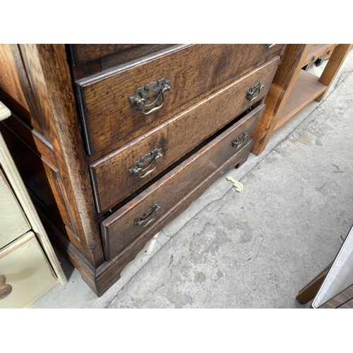 2235 - AN OAK TV/VIDEO CABINET IN THE FORM OF A GEORGIAN CHEST OF DRAWERS, 35.5