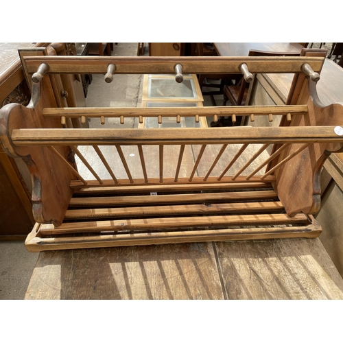 2245 - TWO PITCH PINE PLATE RACKS AND STORAGE RACKS