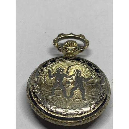 558 - A YELLOW METAL LADIES FOB WATCH WITH A PRESENTAION BOX