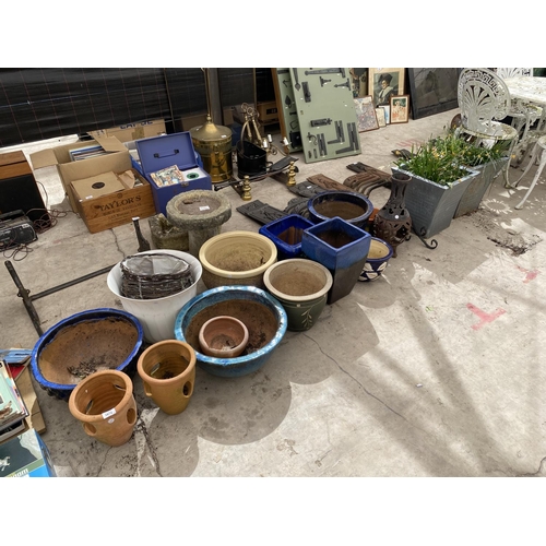 1672 - A LARGE COLLECTION OF CERAMIC AND TERRACOTTA PLANTERS